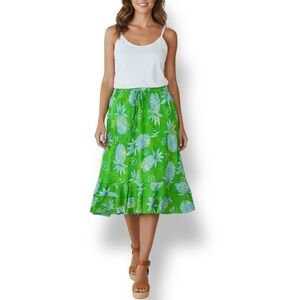 4/$20 Blue Ginger Hawaiian Pineapple Print Rayon Skirt Vintage Size Small